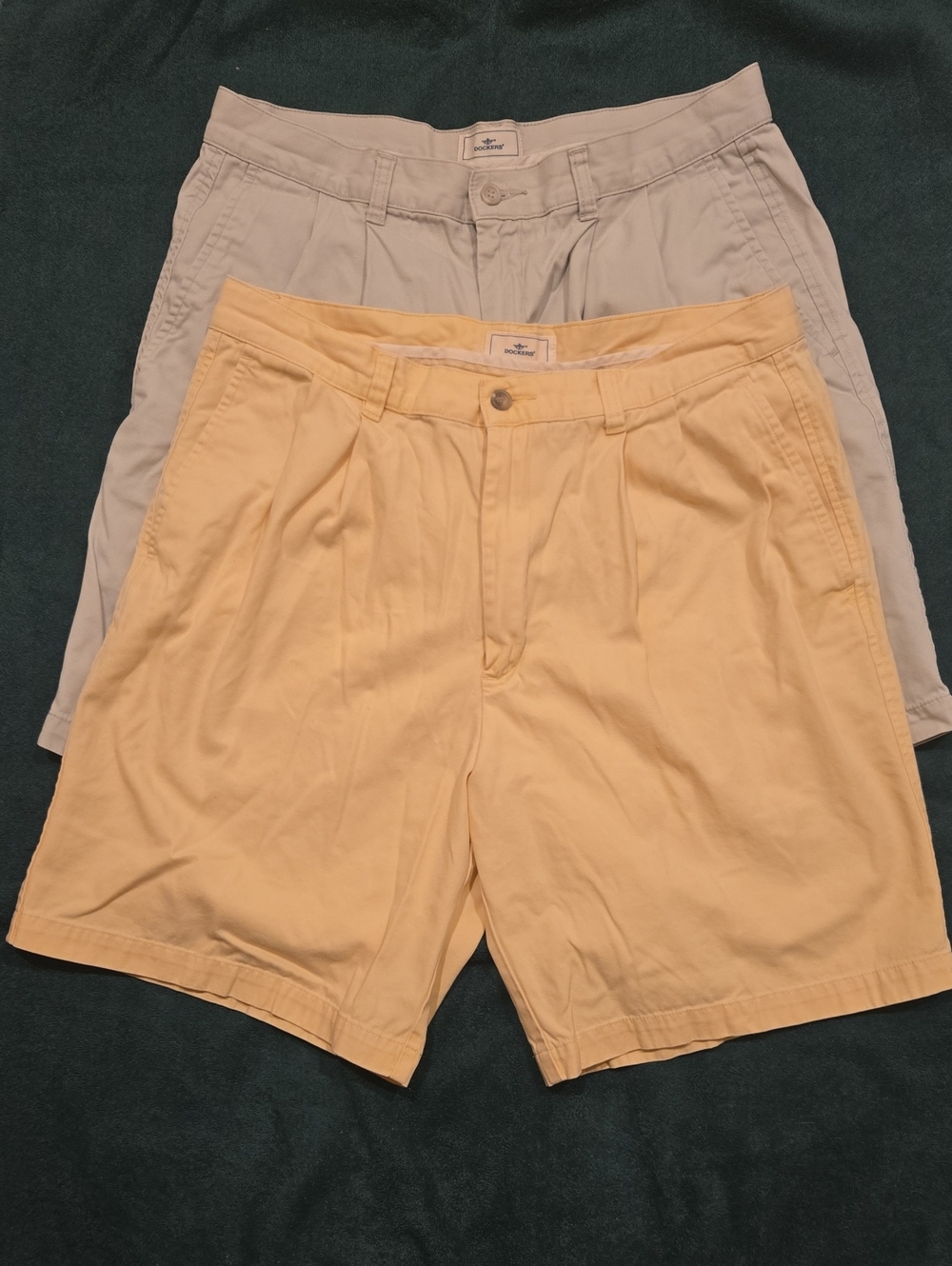 Dockers Men's Pleated-Front Shorts in Pale Yellow and Khaki